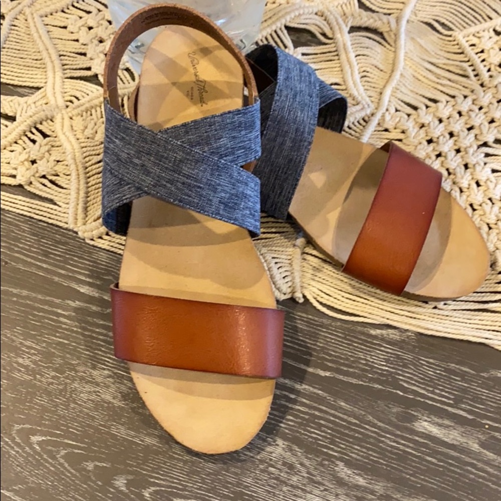 Denim/brown sandals